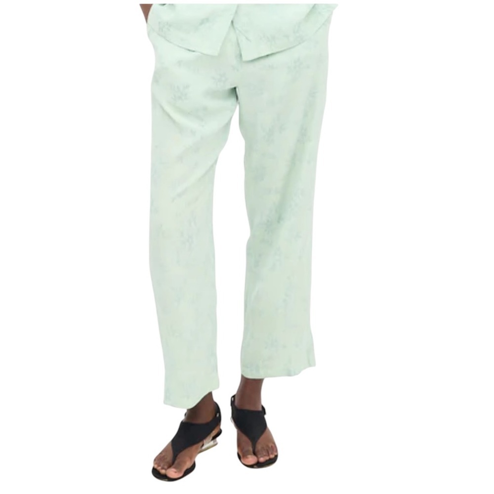 Raquel Allegra NWT Floral Jaquard Trousers in Mint Green Sz 2 (L)